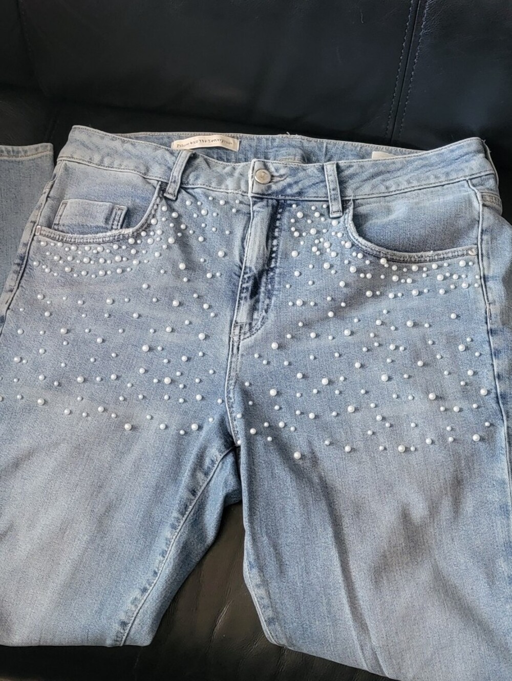 Anthropologie Pilcro And The Letterpress High-Rise Pearl Jeans Script 32" Denim